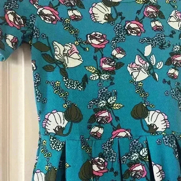 EUC LulaRoe Teal Floral Dress Women’s XS - Picture 3 of 11